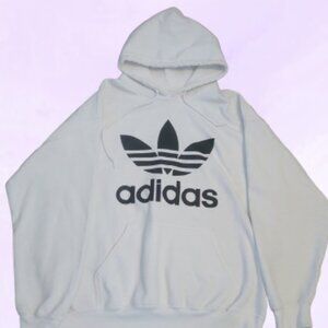 Gildan Men's Adidas dryblend sweatshirt hoodie in white and black size large.